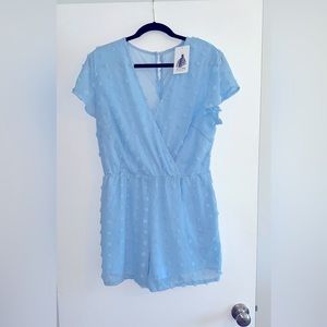 Women’s baby blue romper with shorts underlay